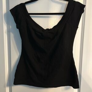 Uniqur Vintage Black off Shoulder Knit Shirt XL